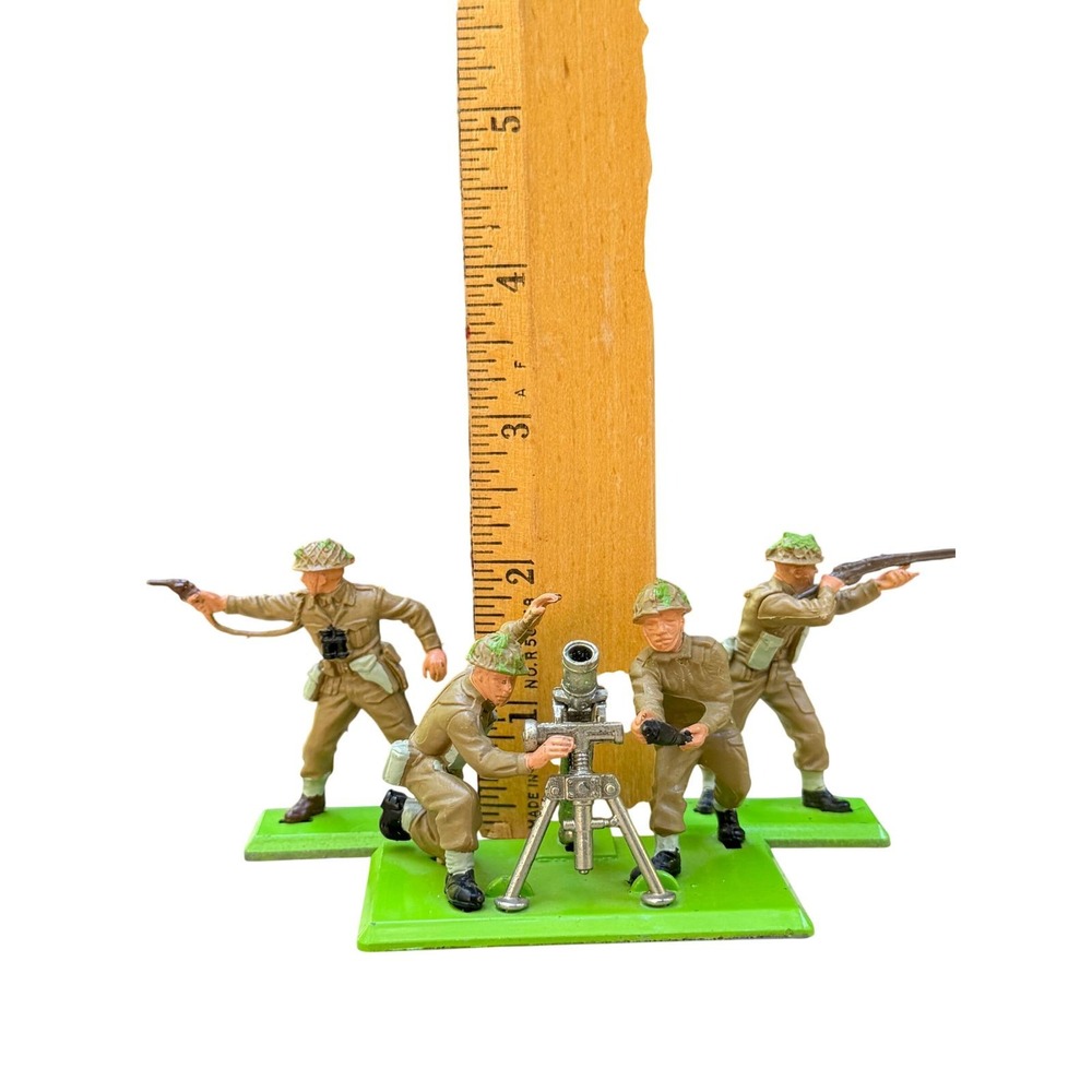Britains Deetail Mortar Team British WWII Infantry Toy Soldiers Metal Base Lot 3 - Picture 16 of 16